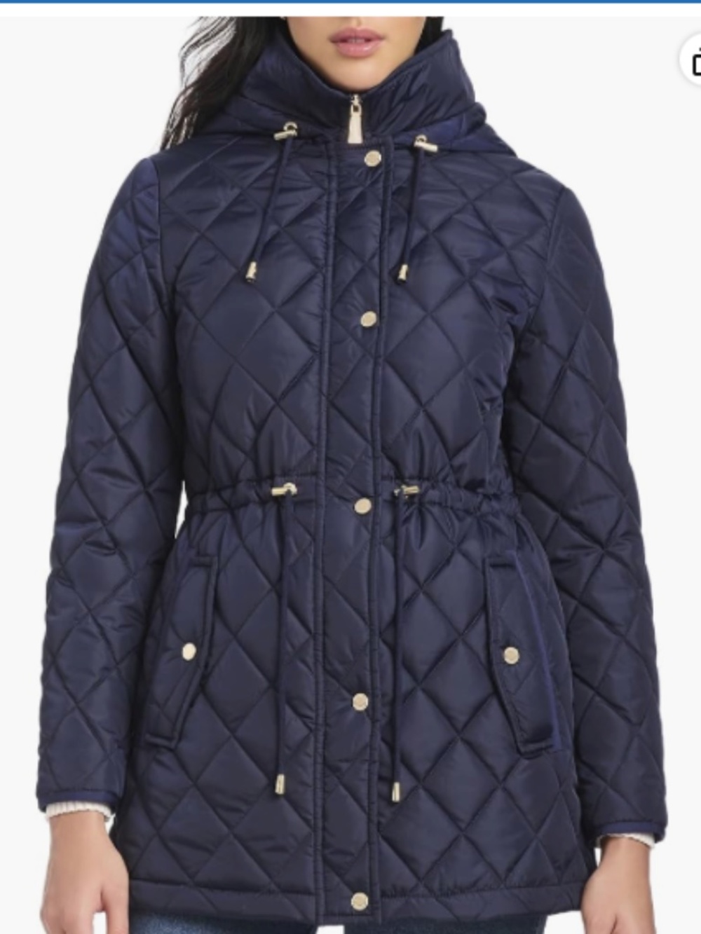 kate spade new york Women's Water Resistant Quilted Hooded Jacket With Adjustabl